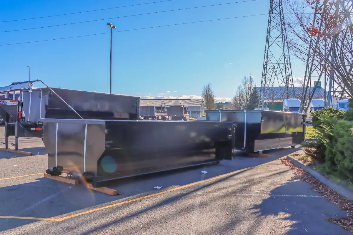 Roll-off dumpster ready for waste disposal at job site for Construction Dumpster Rental in Fortuna